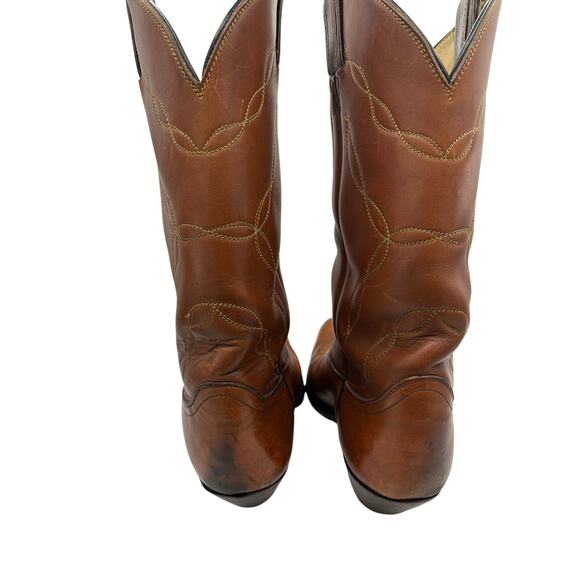 Made in USA Tony Lama Boots #5055 Mens 8 Riding Leather Western Cowboy Boots Tan main image 10